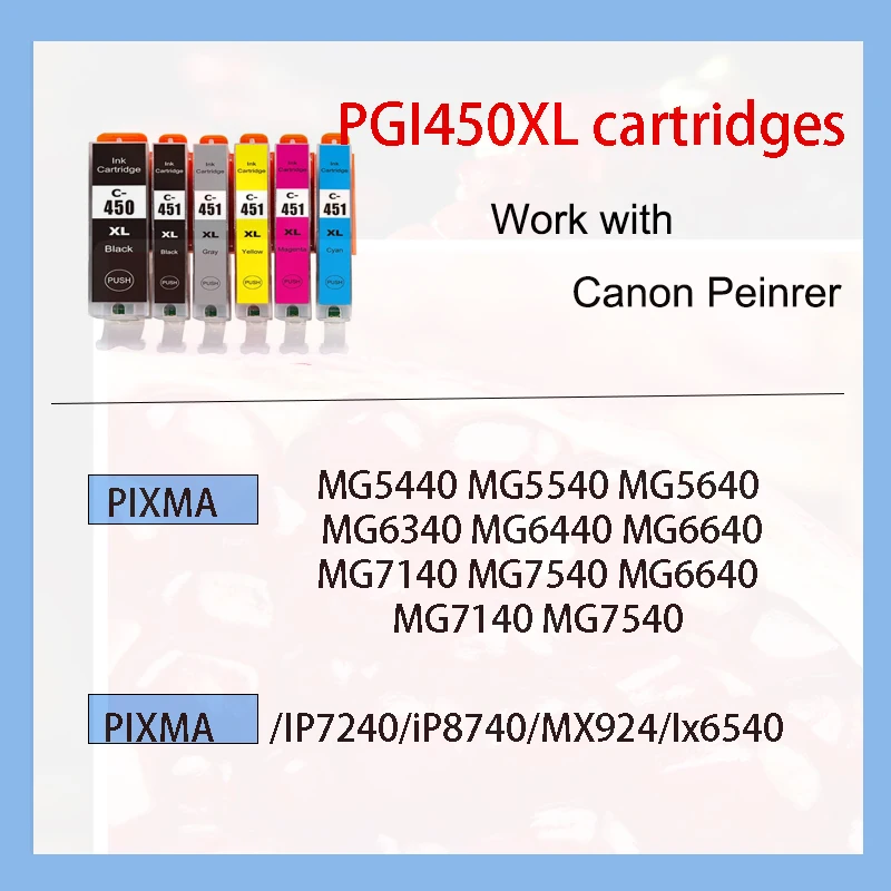 Vilaxh PGI-450 CLI-451 IGP 450 cartucho de tinta para Canon PGI450 CLI451 PIXMA IP7240 MG5440 MG5540 MG6440 MG6640 MG5640 MX924 MX724 - imagen 3