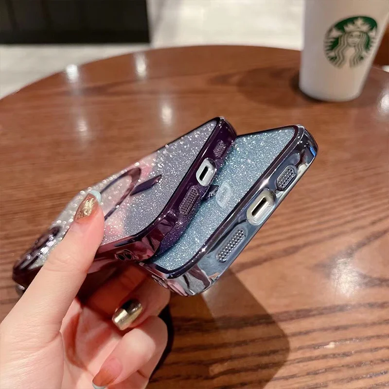 Funda magnética con purpurina chapada de lujo para iPhone 15, 14, 13, 12, 11 Pro Max Plus, Magsafe, carga inalámbrica, accesorios de cubierta suave - imagen 5