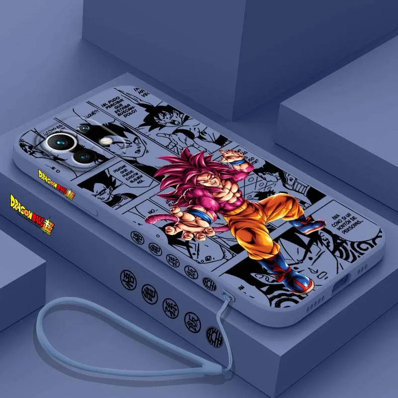 D-Dragon Ball Saiyan Goku Anime para Xiaomi Mi 17 15 14 13 12 11 9 13T 12T Lite Pro Max 5G cubierta de la caja del teléfono de cuerda izquierda líquida - imagen 4