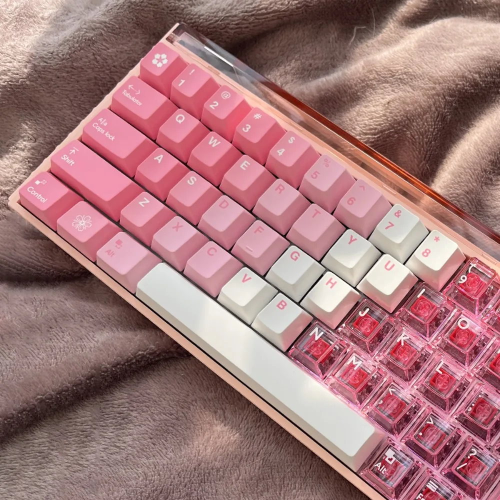 Juego de teclas personalizadas Snow Mountain gradiente azul rosa PBT 35 teclas Artisan Cherry Proflie KeyCaps teclado mecánico accesorio de juego