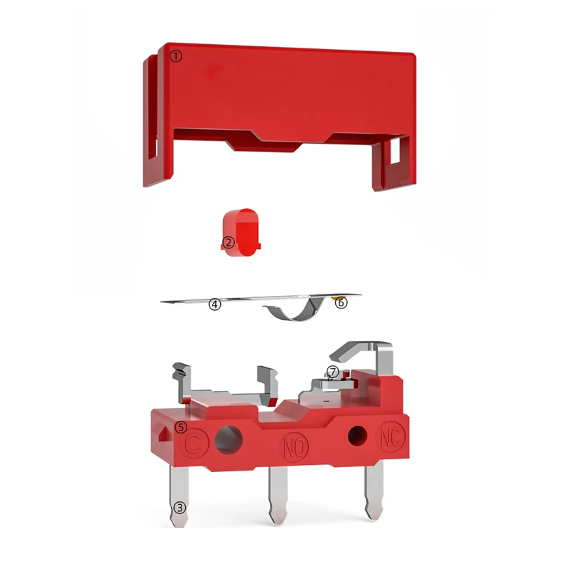 8 piezas Kailh micro interruptor 60 M de la vida de ratón de juego micro interruptor 3 Pin punto rojo utilizado en los Ratones de ordenador izquierda botón - imagen 2
