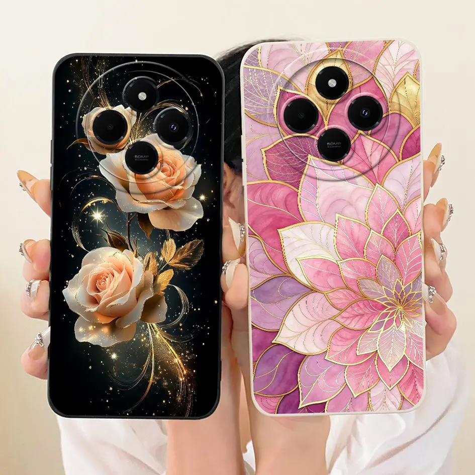 Para Xiaomi Poco C75 funda Redmi 14C 14R contraportada flor de lujo puesta de sol Fundas de silicona suave para Redmi14C A4 A3 Pro PocoC75 Coque - imagen 5