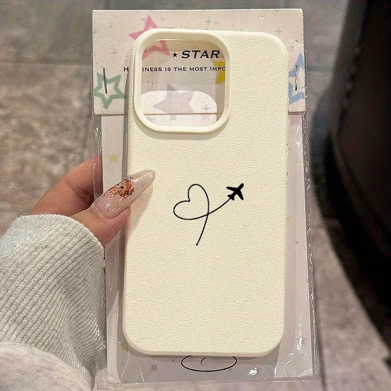 Funda de teléfono con patrón de lichi de trayectoria de avión de amor para iPhone 17 16 15 14 13 12 11 Pro Max 17 Air 15 Plus X XS XR 16E funda suave