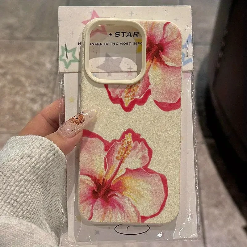 Funda de teléfono con diseño de lichi y acuarela de hibisco rosa elegante para iPhone 16 Pro Max 15 14 11 12 13 Pro XS Max 16E, funda a prueba de golpes - imagen 2