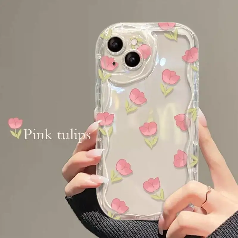 Funda de flor de tulipán de corazón rosa para Infinix Note 40 30 Pro Zero 30 Hot 40i 30i 30 Play Smart 8 Tecno Spark 20, Capa suave - imagen 2