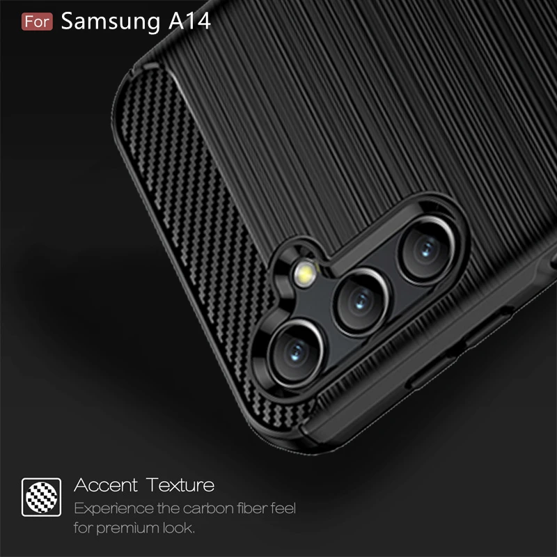 Funda trasera de fibra de carbono para Samsung Galaxy A14, carcasa A prueba de golpes para Samsung A14 A 14 - imagen 2
