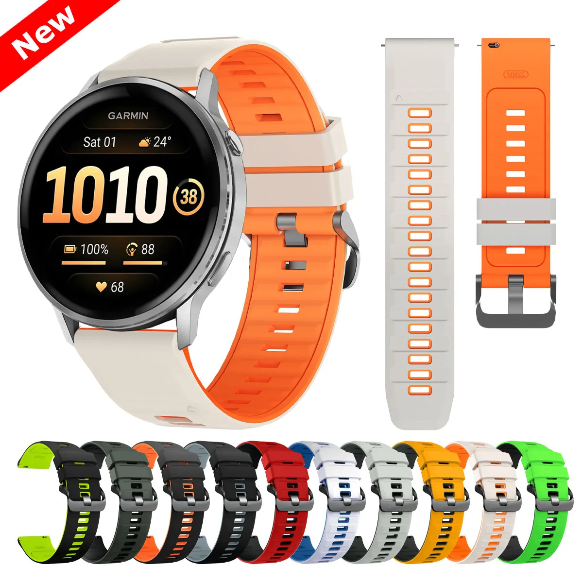 Correa de silicona de 22mm para Garmin Venu 4 3 2, correa de silicona para reloj Garmin Forerunner 570 47mm 265 255 Music/Vivoactive 4