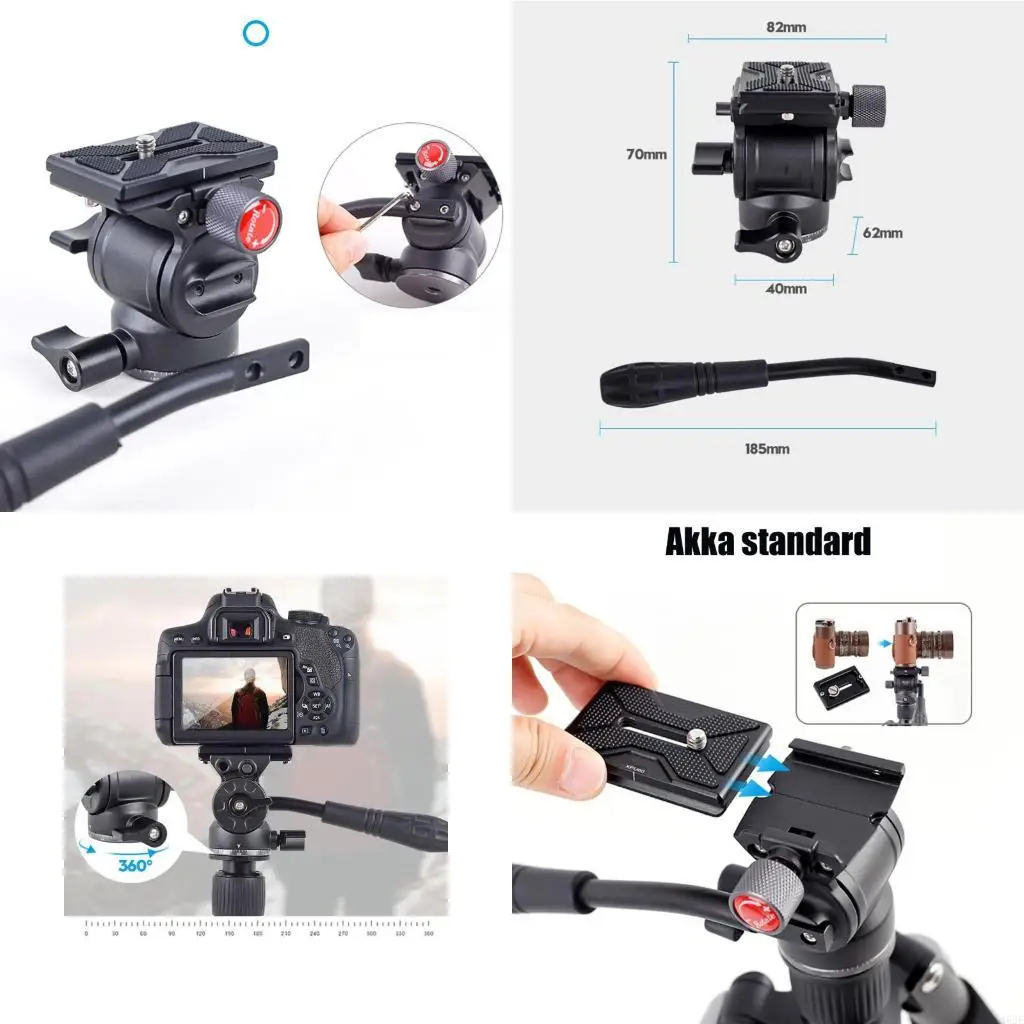 462E Sistema amortiguación hidráulica cabezal portátil trípode ligero para estabilidad fotografía panorámica