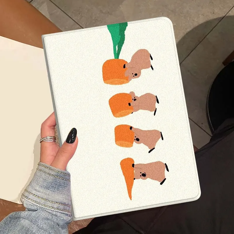 Capibara dibujos animados lindo Lucky para iPad Pro Air Mini 1 2 3 4 5 6 7 7th 8th 9th 10th 11th 10,2 9,7 10,5 10,9 11 12,9 funda para tableta - imagen 3