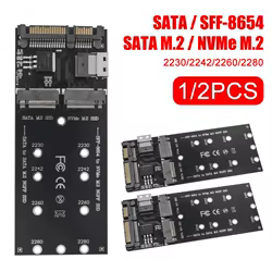 Adaptador M.2 NVMe a SATA SFF-8654 para SSD 22 pines