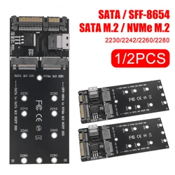 Adaptador M.2 NVMe a SATA SFF-8654 para SSD 22 pines