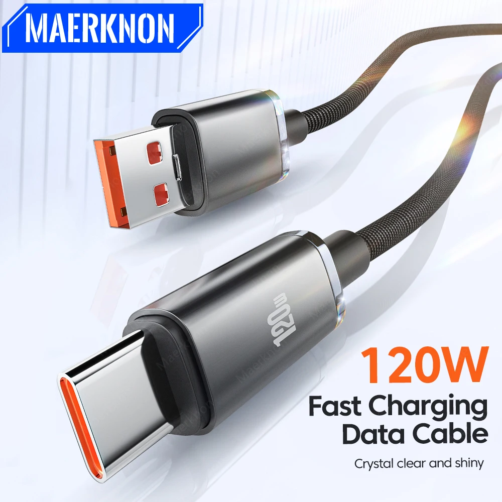 Cable USB tipo C 120W 6A Cable USB C de carga súper rápida para Huawei Samsung Xiaomi Oneplus Cable cargador de teléfono tipo C de carga rápida