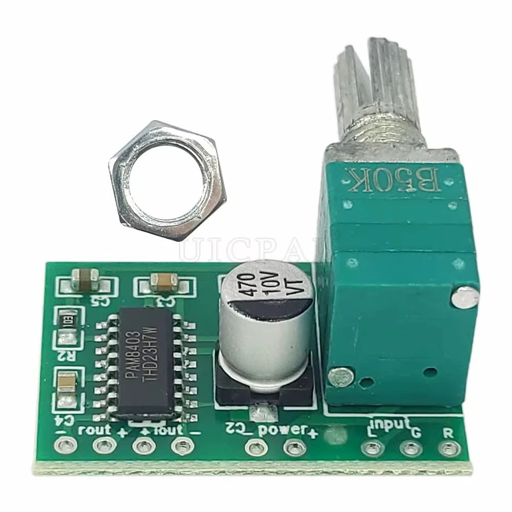 Mini Módulo de placa amplificadora pequeña Digital, potenciómetros con interruptores 3W * 2 DC 5V PAM8403 - imagen 4
