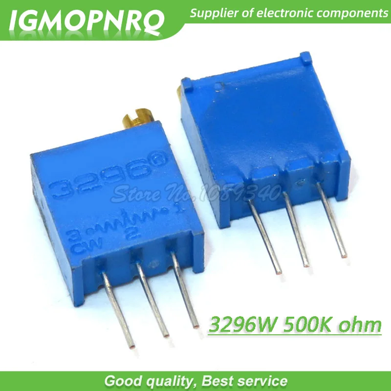 100 unids/lote 3296W-1-504LF 3296W 504 500K ohm regulación superior potenciómetro recortador de resistencia Variable multivuelta de alta precisión