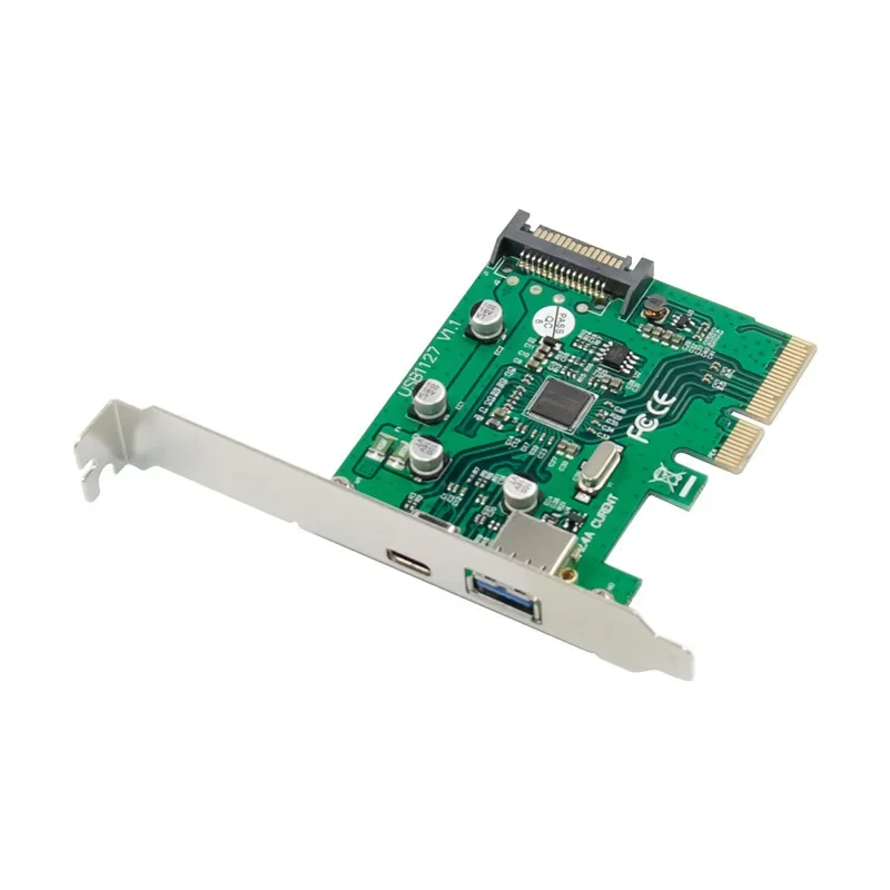 Agregar tarjeta PCIE TypeC A 2.4A Riser súper alta velocidad puerto dual USB 3,1 tarjeta de expansión Chip Asmedia ASM1142 controlador convertidor