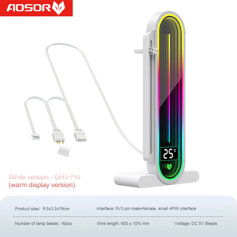 COOLMOON-soporte de tarjeta gráfica para GPU, dispositivo con pantalla de temperatura inteligente, VGA, 5V, 3 pines, ARGB - imagen 2