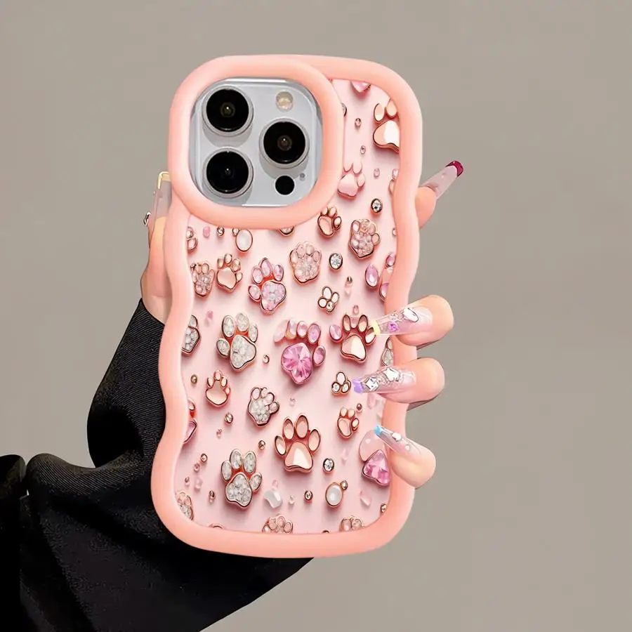 Funda de teléfono suave para iPhone 17 Air 8 12 15 Plus XR 13 16 Pro Max 14 11 Estampado de pata rosa - imagen 4