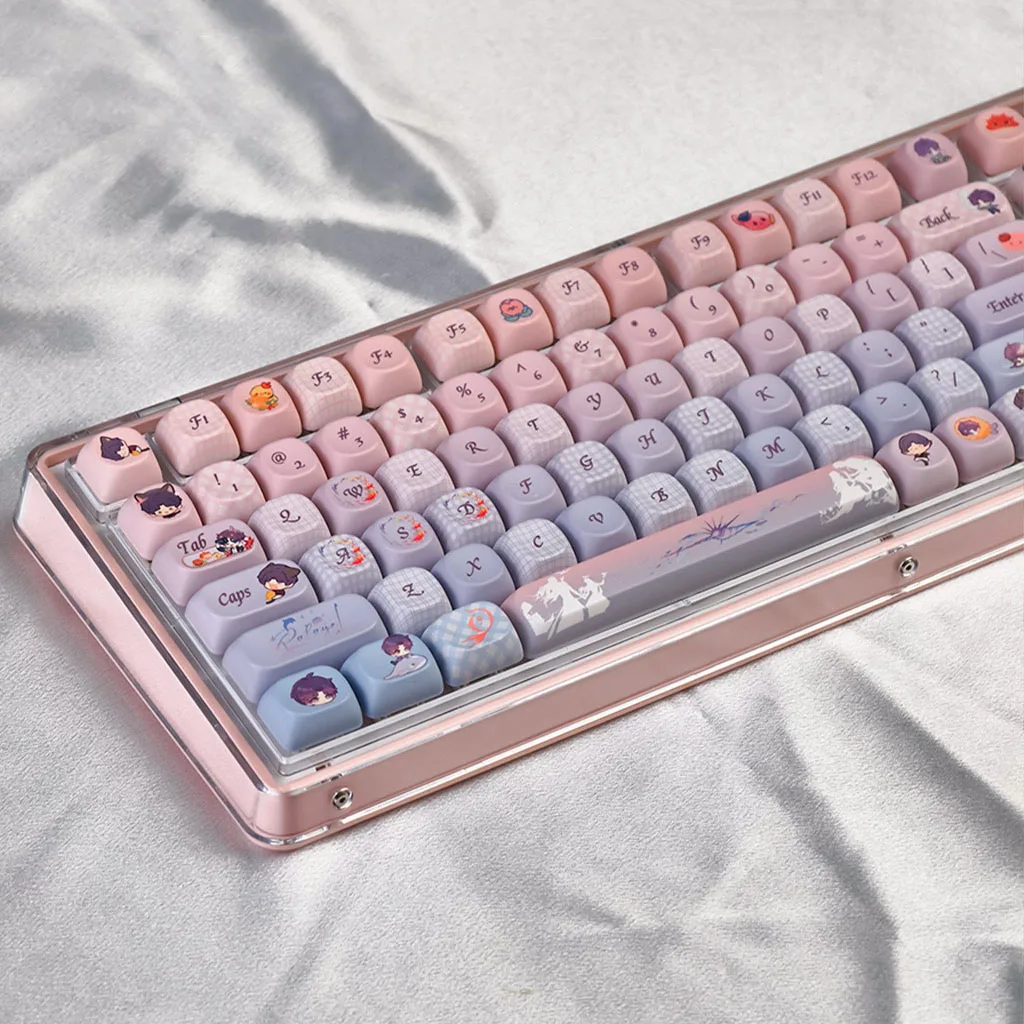 Rafayel Keycap MOA perfil Love and Deepspace Anime juego Keycaps Rosa púrpura gradiente dibujos animados lindo PBT tapas de teclado personalizadas - imagen 4