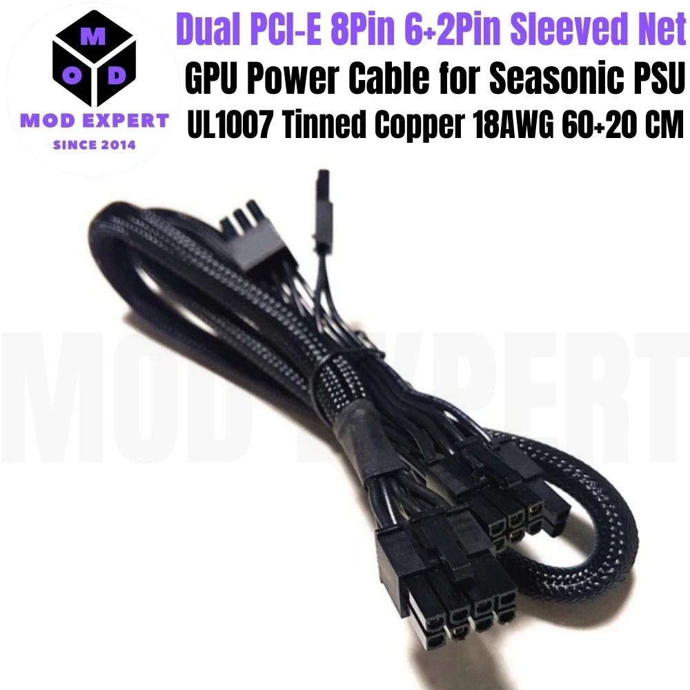 Cable de alimentación GPU PCI-E Dual de 8 pines y 6 + 2 pines para fuentes de alimentación modulares Seasonic FOCUS GM-850, GM-750, GM-650, GM-550, GM-500, GM-450 GOLD - imagen 4