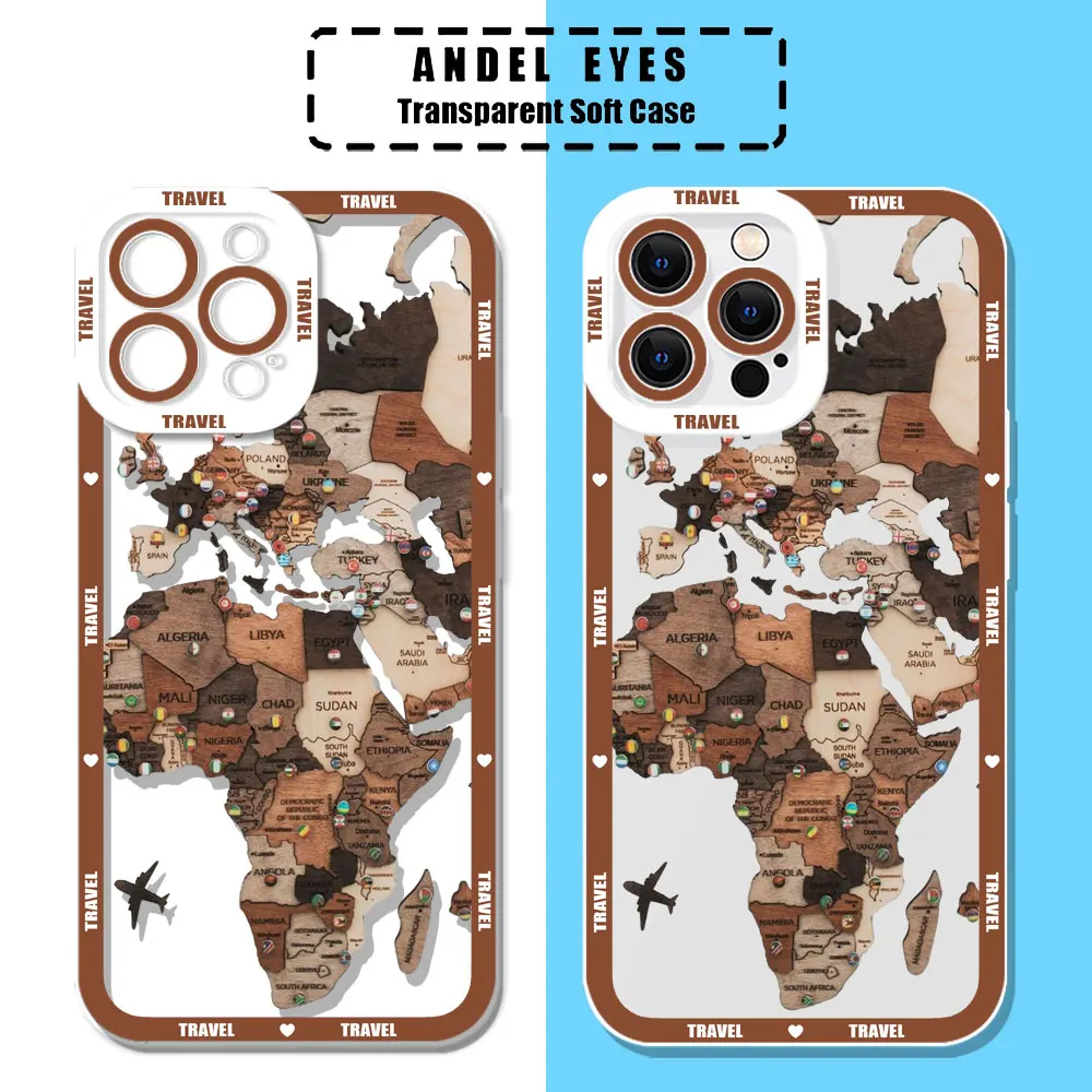 Funda de teléfono de viaje con mapa del mundo de aviones geniales, cubierta transparente para Redmi Note 13, 12, 11, Pro Plus, 12S, 11T, 11S, 10, 10S, 9S, 8T, 8 Pro Max - imagen 2