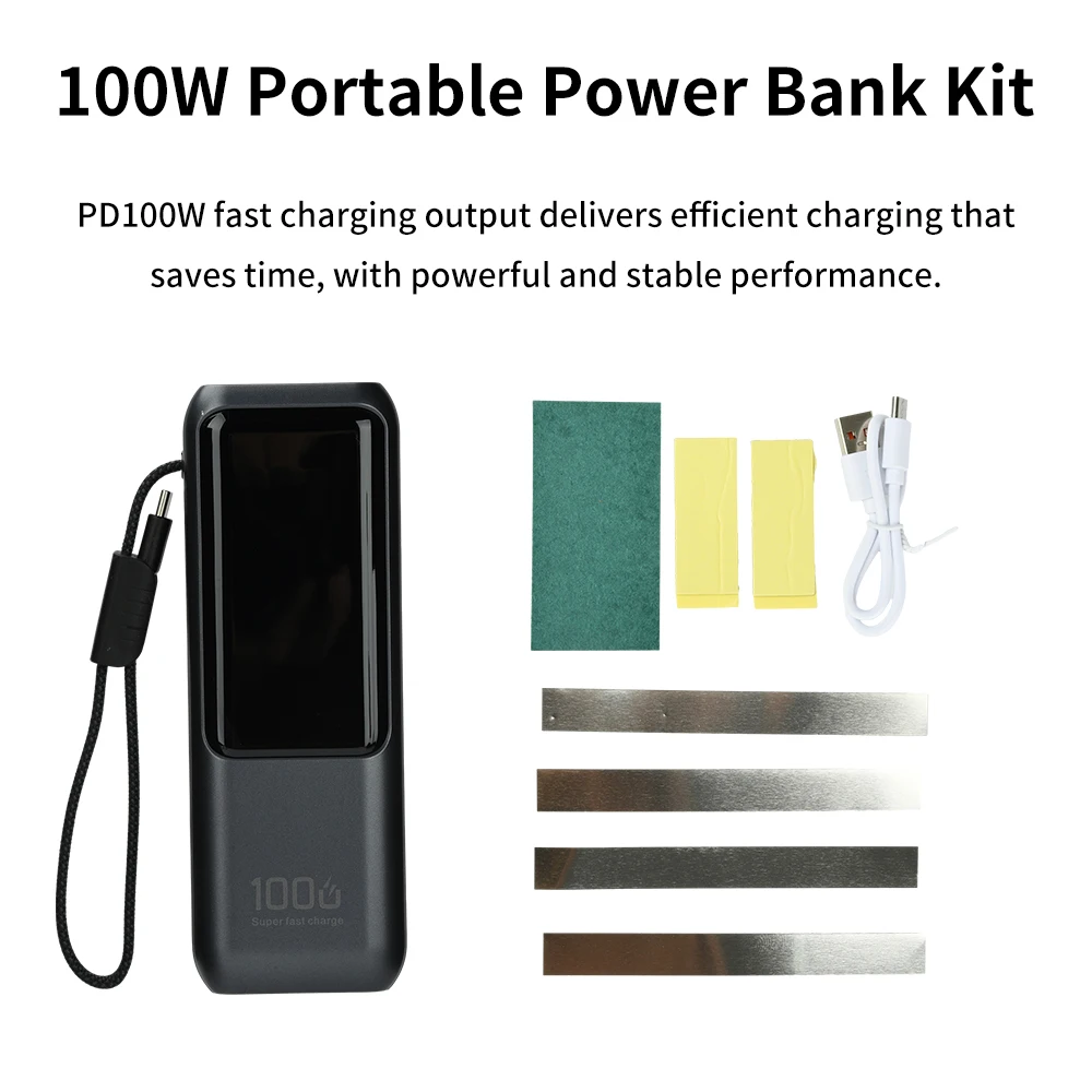 PD100W DIY caja del cargador de batería de carga rápida para 4 Uds 21700 polímero 20000mA caja del banco de energía de la batería para Macbook necesita soldadura