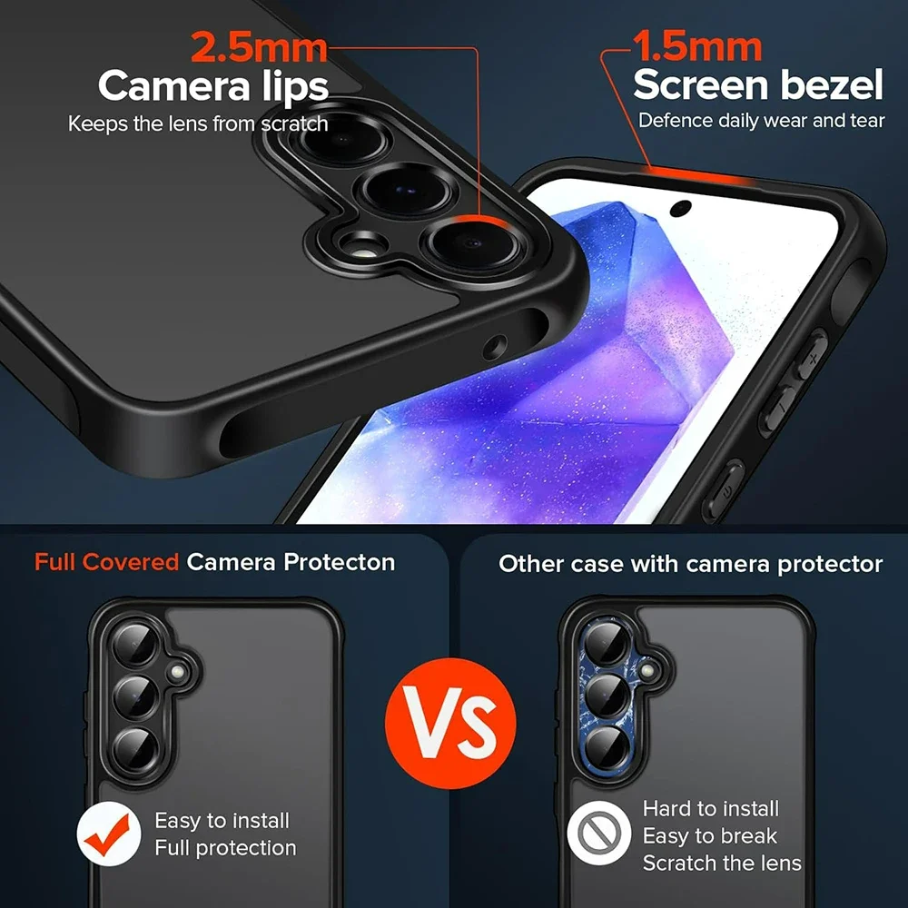 Funda resistente a prueba de golpes de grado militar para Samsung S25 ULTRA S24 PLUS S23 PLUS S22 + S21 FE ULTRA transparente mate cubierta híbrida - imagen 5