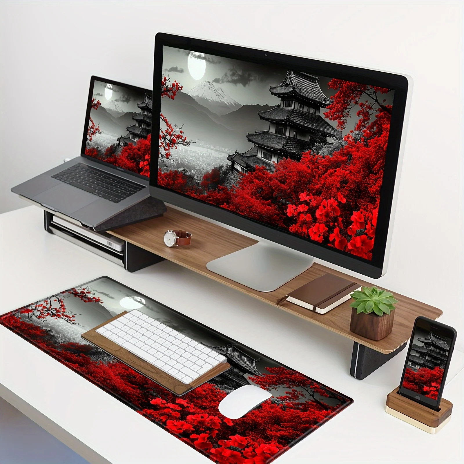 Alfombrilla de ratón XXL Riverside Full Moon, alfombrilla de mesa de 900x400, suela antideslizante de estilo japonés, alfombrilla de ratón para juegos de expansión para decoración del hogar y la Oficina - imagen 5