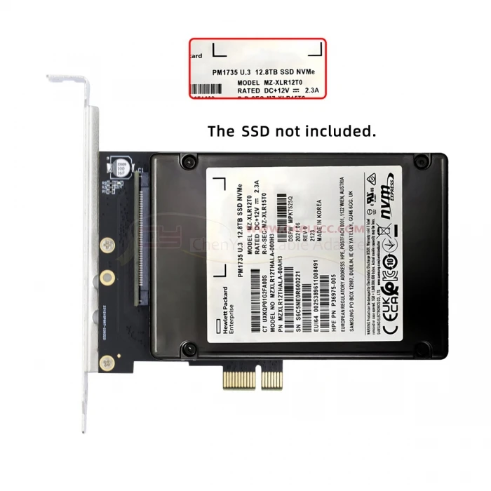 Un disco duro negro con una pegatina blanca