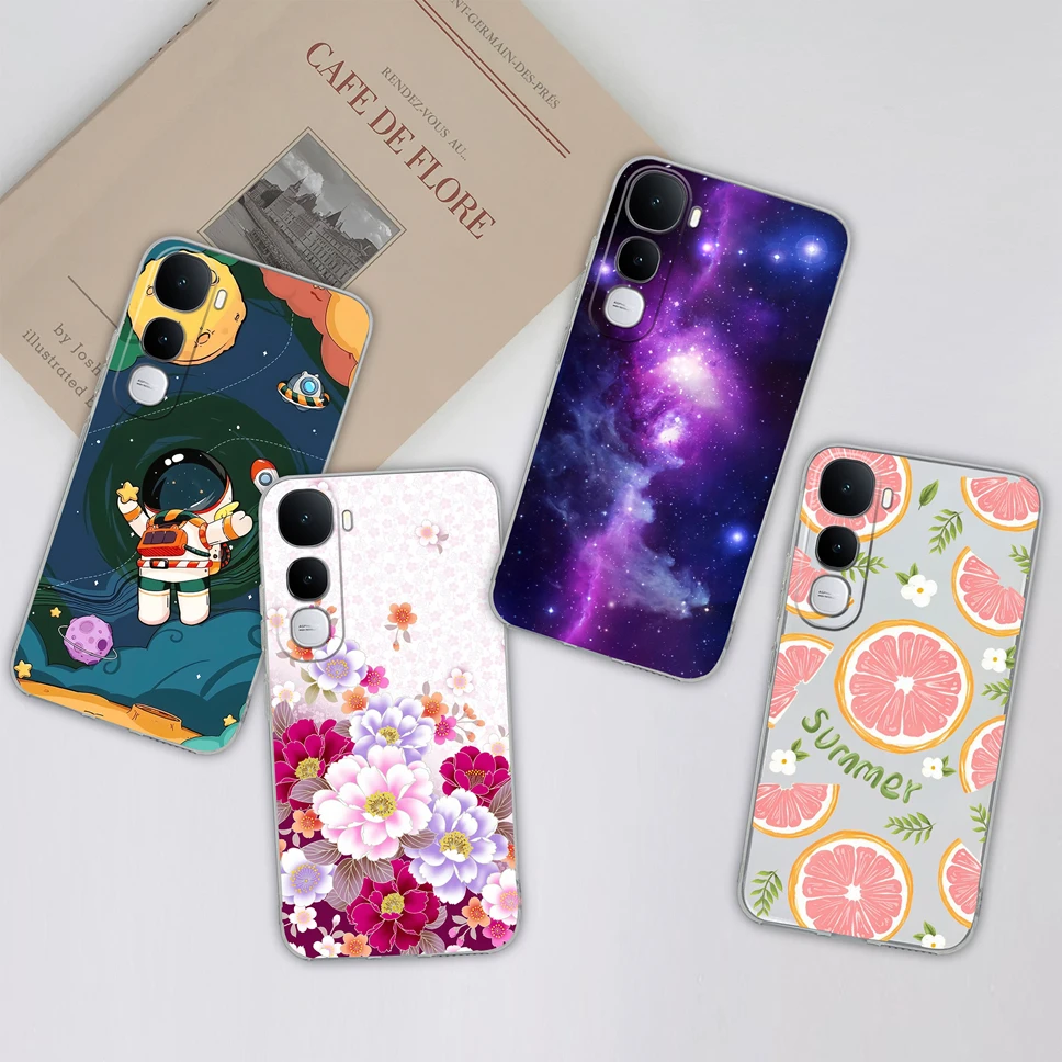 Para Vivo Y400 5G funda de teléfono encantador oso flores suave transparente TPU silicona ligera funda protectora para Vivo Y 400 Shell - imagen 5