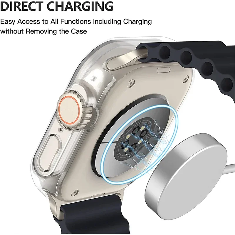 Vidrio + funda para Apple Watch Ultra 49mm smartwatch PC Protector de pantalla de parachoques accesorios de película templada apple watch Ultra 2 49mm - imagen 4