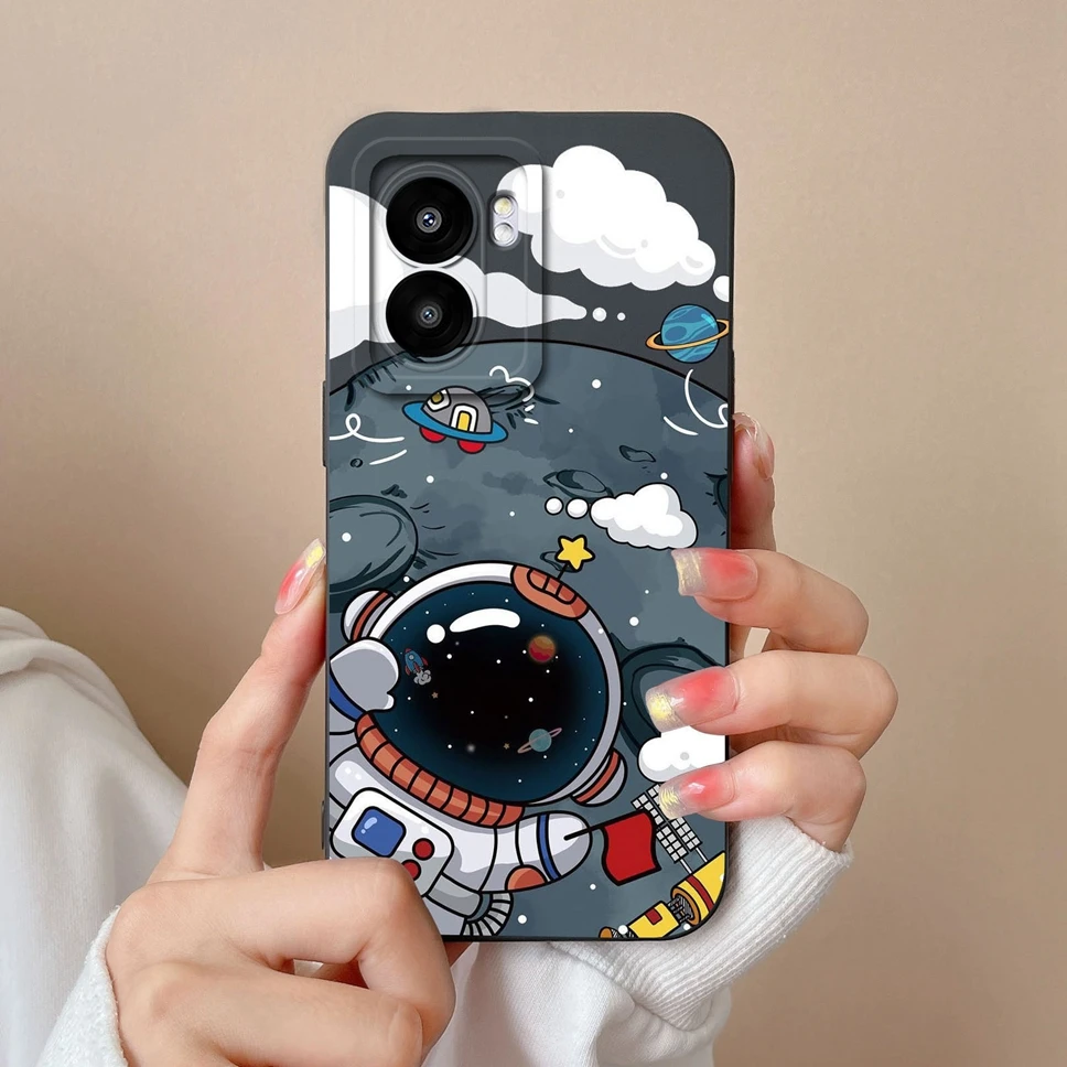 Fundas para Oppo A57, A57E, A57S, 4G, 5G, carcasa de silicona líquida de astronauta de dibujos animados encantador para OppoA57 E A 57S 4G 5G - imagen 5