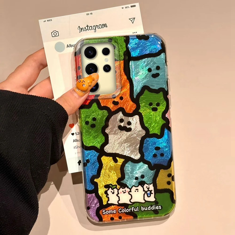 Para Samsung Galaxy S25 S24 S23 S22 S21 Plus Ultra S20 FE línea gato gradiente patrón de vórtice parachoques parte trasera dura a prueba de golpes funda de teléfono - imagen 2