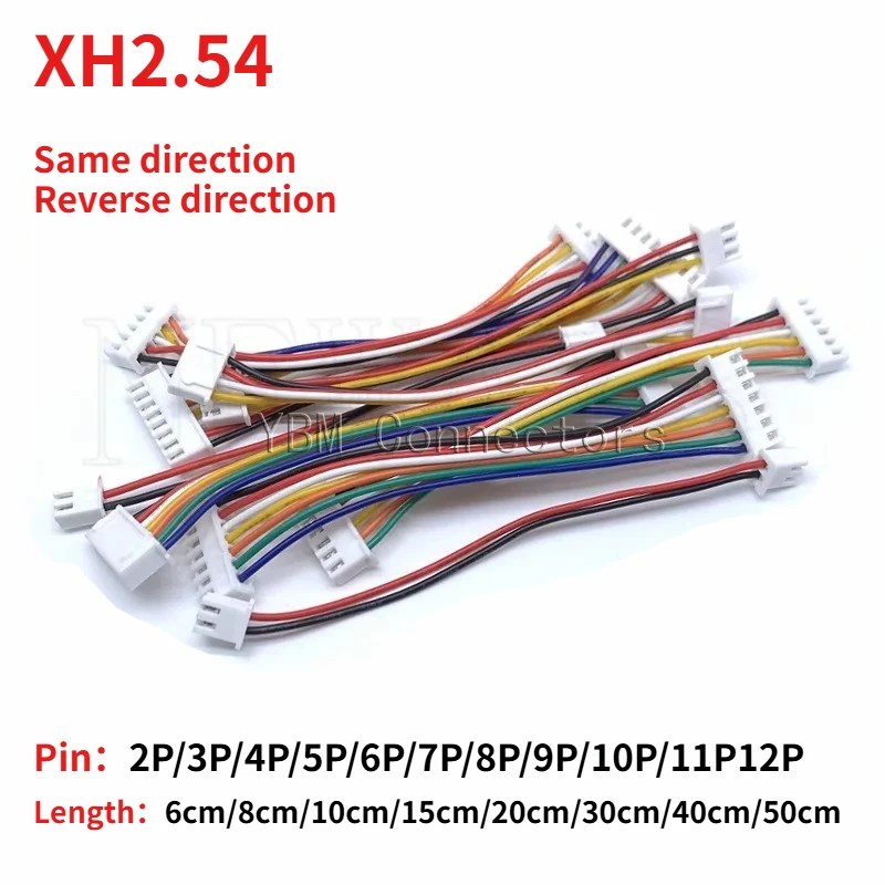 10 Uds 2P3P4P5P6P7P8P10P12P XH2.54 6cm/8cm/10cm/15cm doble cabeza 20cm/30cm/40cm/50cm Cable Terminal de Cable electrónico 26awg