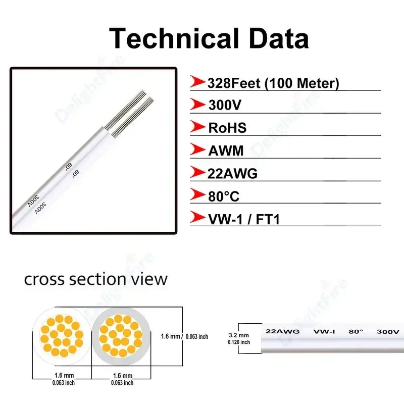 Cable eléctrico Flexible de 5V y 12V, 22 20 18 AWG, Cable de extensión LED de 2 pines para COB SMD 3528 5050, tiras LED de un solo Color, batería de juguete - imagen 4