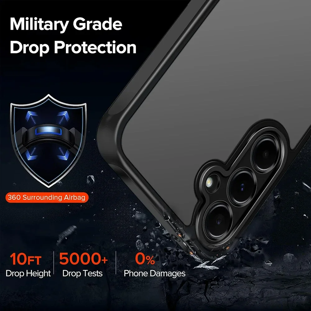 Funda resistente a prueba de golpes de grado militar para Samsung S25 ULTRA S24 PLUS S23 PLUS S22 + S21 FE ULTRA transparente mate cubierta híbrida - imagen 4