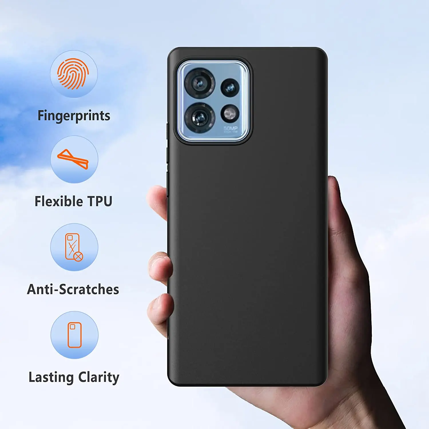 Funda de TPU suave para motocicleta, protector negro mate para Moto Edge 40 Pro Plus X40 X30 30 20 Fusion Lite Neo G72 G52 G51 G13 G42 G32 G73 G60S - imagen 2