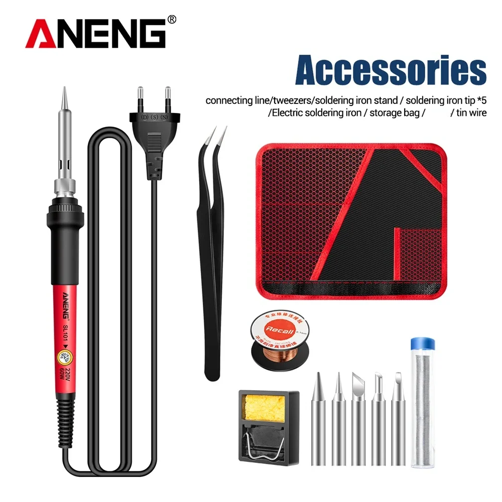 ANENG-Kit de soldador eléctrico Digital SL101, 60W, temperatura ajustable, 220V, 110V, herramienta de soldadura, calentador de cerámica, puntas de soldadura - imagen 3