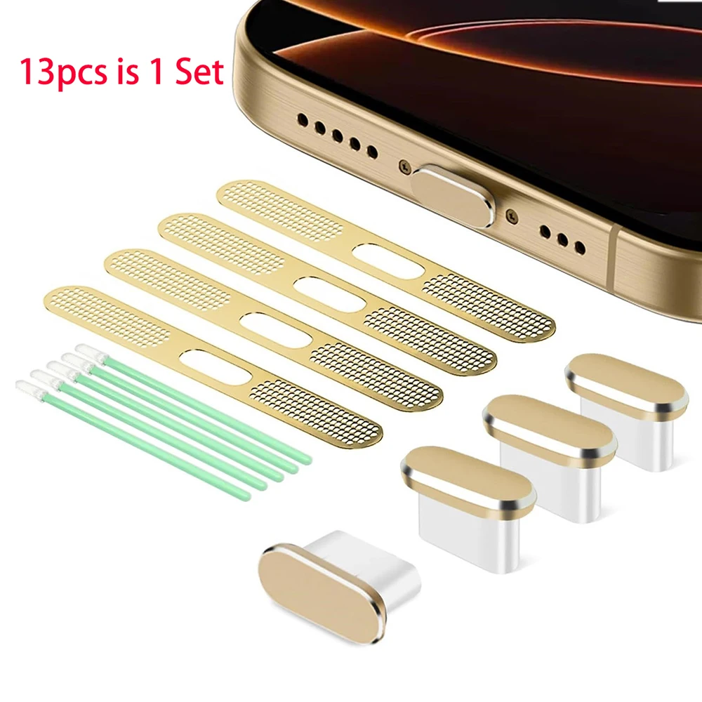 Juego de limpieza de puerto de carga para altavoz de teléfono móvil, tapón antipolvo para iPhone 16, 15, 14, Kit de limpieza de auriculares, cepillo para Samsung y Xiaomi, 13 Uds. - imagen 2