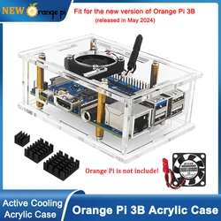 Carcasa Acrílica Orange Pi 3B con Ventilador y Disipador Térmico