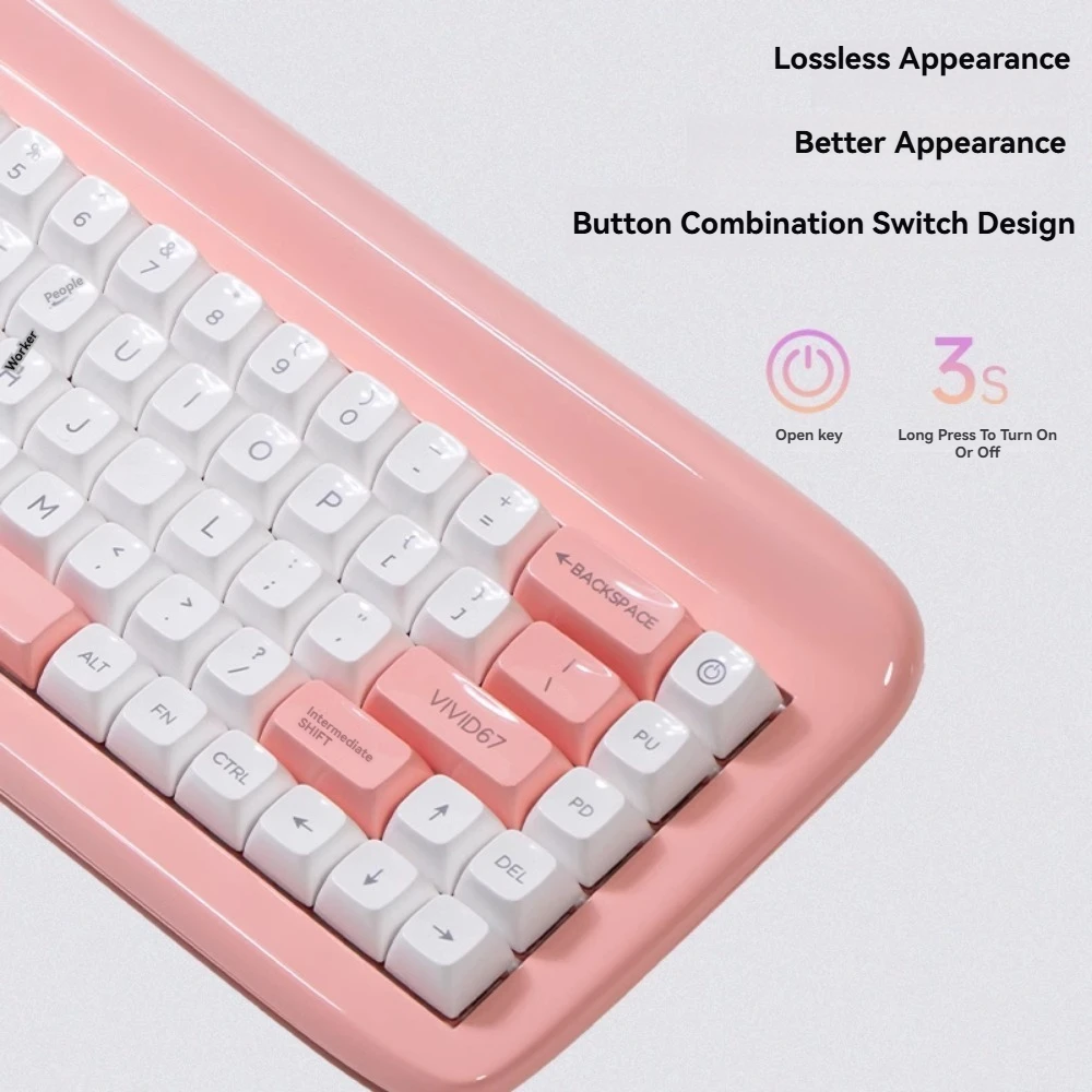 Coolkiller VIVID67 Mechanical Keyboard Wireless Tri-mode Gasket Hot-Swap RGB Custom Cute Girl Aluminum Office Gaming Keyboard - imagen 2