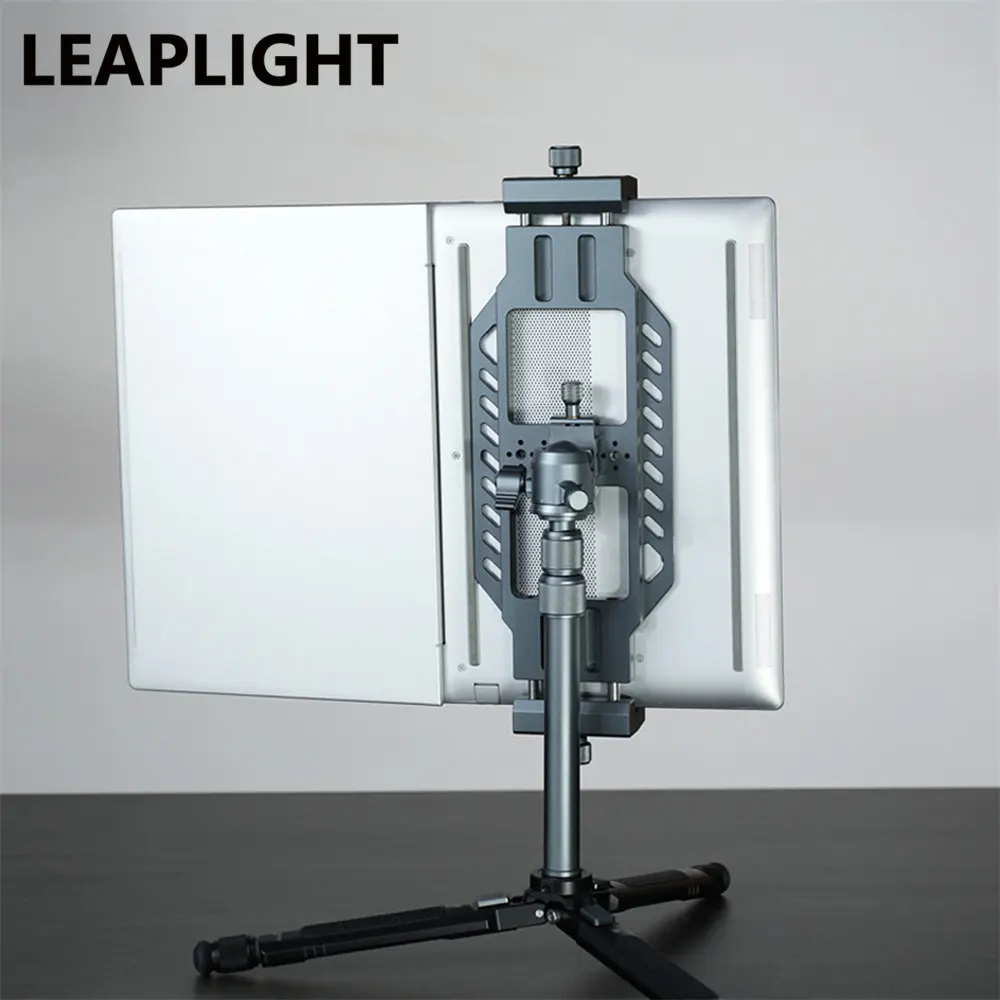 LEAPLIGHT Soporte ajustable para computadora portátil Pantalla vertical horizontal para portátiles Macbook Abrazadera para computadora portátil con soporte 1/4 para transmisión en vivo - imagen 2