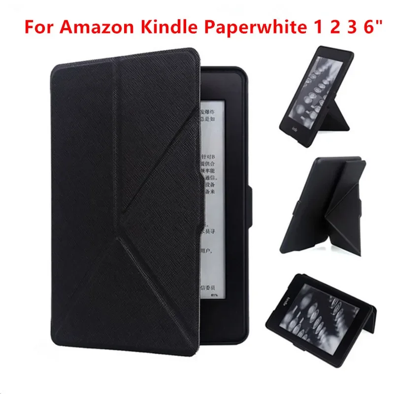 Funda delgada inteligente de cuero PU con soporte para Amazon Kindle Paperwhite 1, 2, 3, 2013, 2015, carcasa de piel plegable múltiple de 6,0 pulgadas
