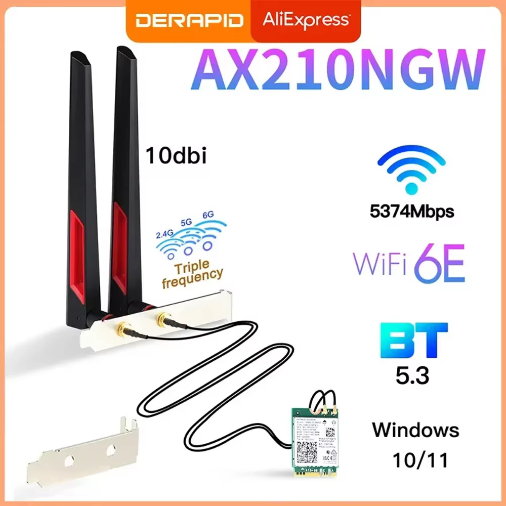 Tarjeta Wi‑Fi 6E AX210NGW Tri‑Banda 2,4/5/6 GHz 5374 Mbps BT5.3 - imagen 4