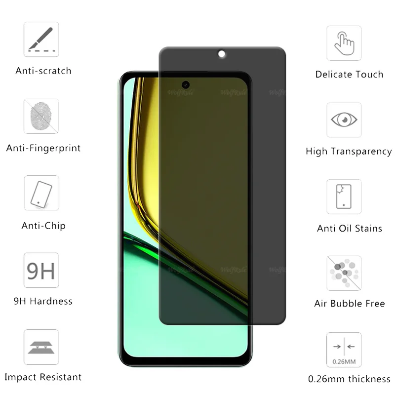 4 Uds para Realme C67 4G vidrio OPPO Realme C67 vidrio templado Protector de privacidad Anti-espía Protector de pantalla Realme C67 Realme C 67 - imagen 3