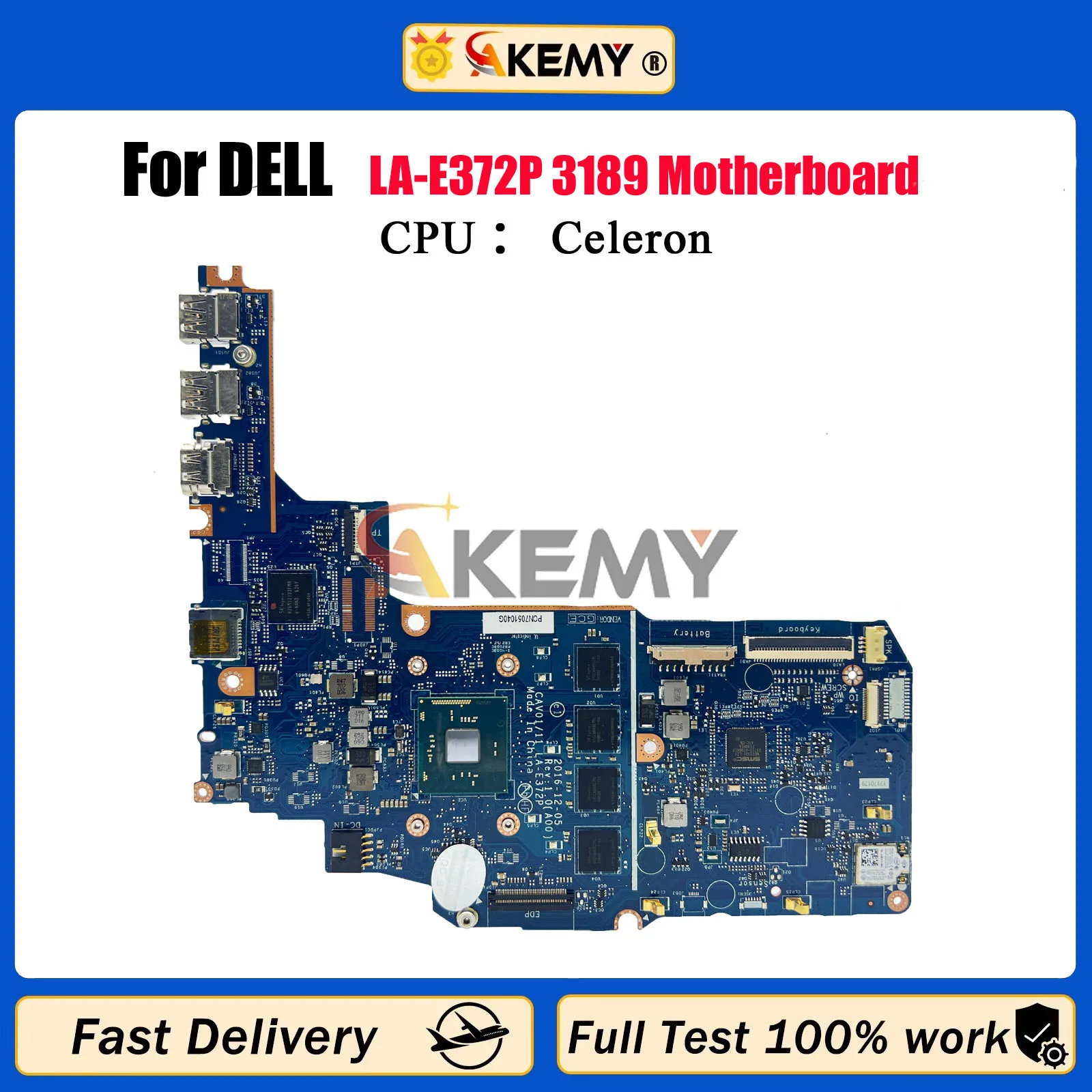 Para la placa base del ordenador portátil DELL LA-E372P placa base CAV01/11 Chromebook 11 3180 3189 CN-083RWV 01TX65 CPU N3160 N3060 prueba de 100%