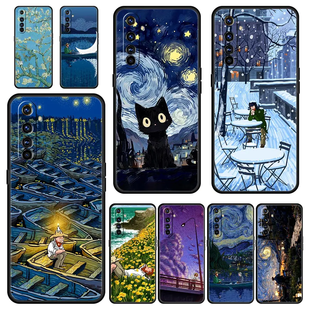 Funda de teléfono para Realme GT Neo 2, 3, 3T, 5, 12, 11, 5G, 10, 9, 8, 5G, 7, 6, GT5, GT3, GT2 Pro Plus, C21, C11, C25, pintura al óleo de Van Gogh Retro