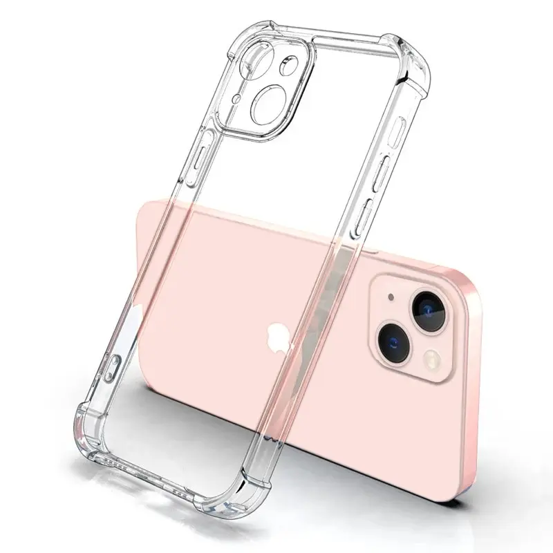 Funda de teléfono transparente de silicona gruesa a prueba de golpes para iPhone 15 14 Plus 13 12 11 15 Pro Max funda protectora de lente cubierta trasera de parachoques suave