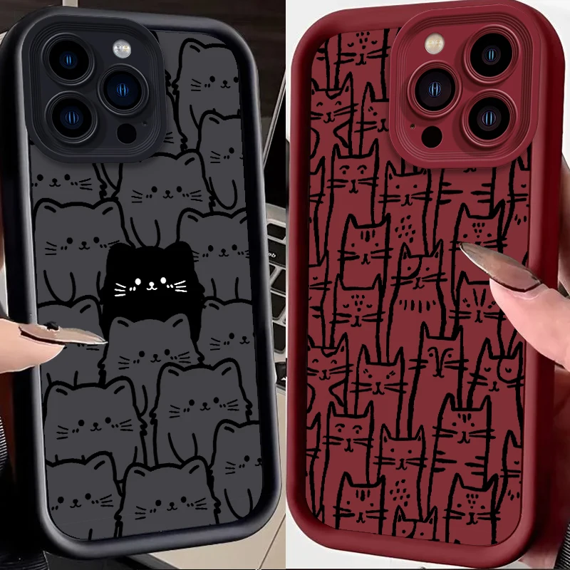 Cute Cats Dogs Art Design Eye Ladder For Apple iPhone 15 14 13 12 11 XS XR X Pro Max Plus Cover Phone Case - imagen 2