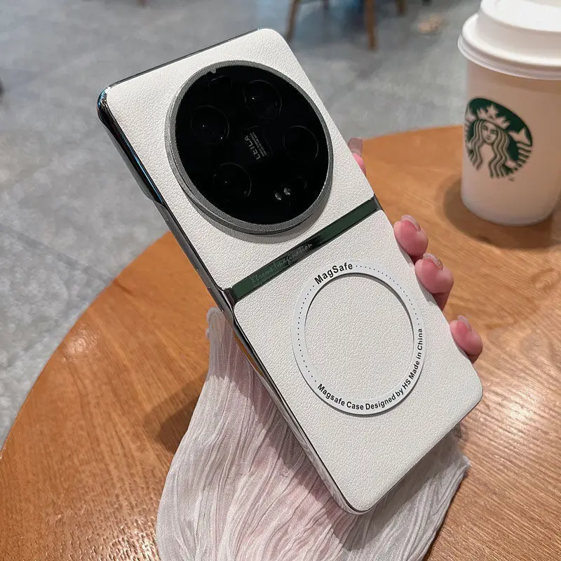 Para Xiaomi Mi 14 Ultra funda de cuero PU de lujo con funda trasera protectora magnética para Xiaomi Mi14 Pro Ultra carcasa de teléfono - imagen 2