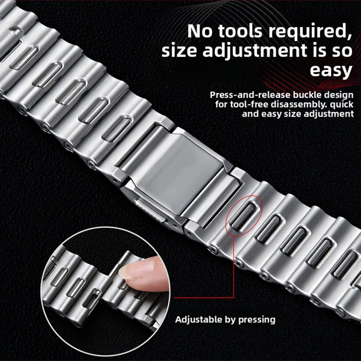 Correa de reloj para Apple Watch 42/44/45/46/49 mm Correa de reloj de acero inoxidable para Apple Watch Series Ultra 2, SE, 10/9/8/7/6/5/4/3/2/1 - imagen 5